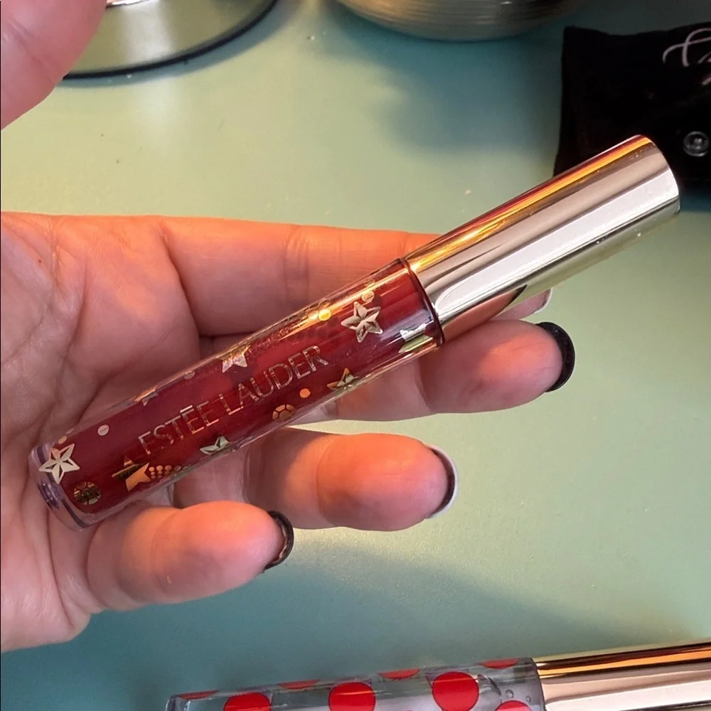 Estee Lauder Red and Gold Lip Gloss Duo new holiday makeup designer lipstick